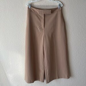 Zara Wide Leg Trousers Camel High Rise Pants Women Size L
